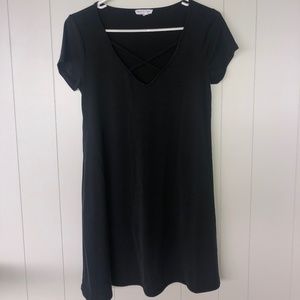 charcoal grey crossed neck t-shirt dress